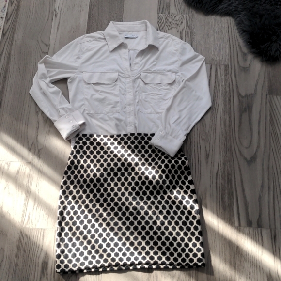 Banana Republic, Cashmere blend, knit, mini skirt, black/cream, Size Medium - Picture 1 of 4